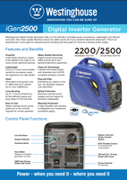 Westinghouse iGEN2500 2.5kVA Inverter Generator brochure front