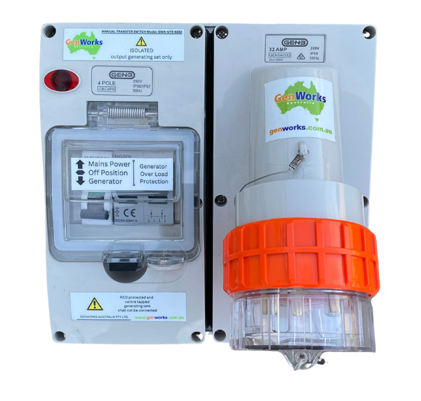 Manual Transfer Switch (MTS) Panel 32Amp inlet Model: GWA-MTS-6332