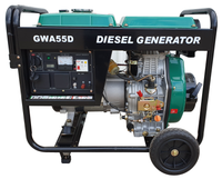 Brand New Portable Diesel Generator 6kVA 240V Single Phase in Open Frame Model: GWA55D