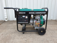Brand New Portable Diesel Generator 6kVA 240V Single Phase in Open Frame Model: GWA55D  with Handles